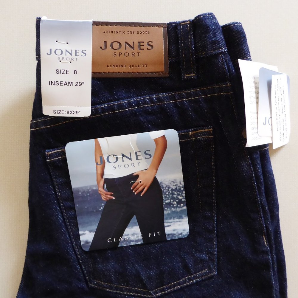 NEW JONES SPORT BRAND WOMENS CLASSIC FIT INDIGO JEANS SIZE: 8 x 29”